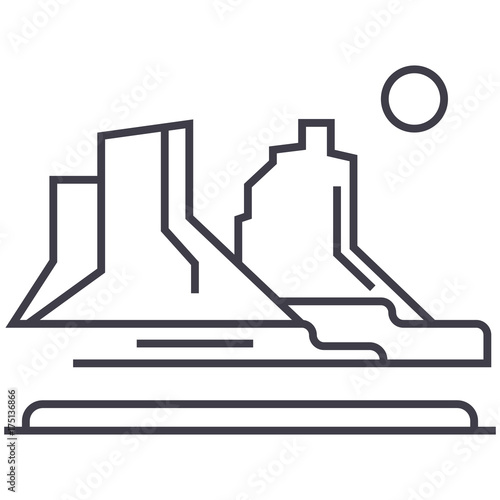 grand canyon vector line icon, sign, illustration on white background, editable strokes