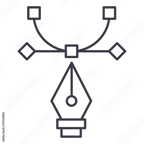 graphic tool,curvature tool,design vector line icon, sign, illustration on white background, editable strokes