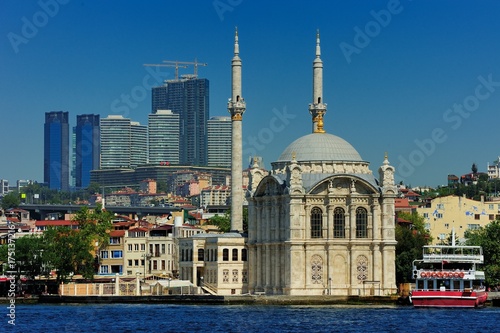 Ortakoy mosque and Bosphorus bridge, Istanbul, Turkey.
