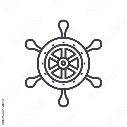 handwheel vector line icon, sign, illustration on white background, editable strokes