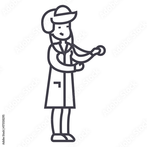 nurse diagnost vector line icon, sign, illustration on white background, editable strokes photo