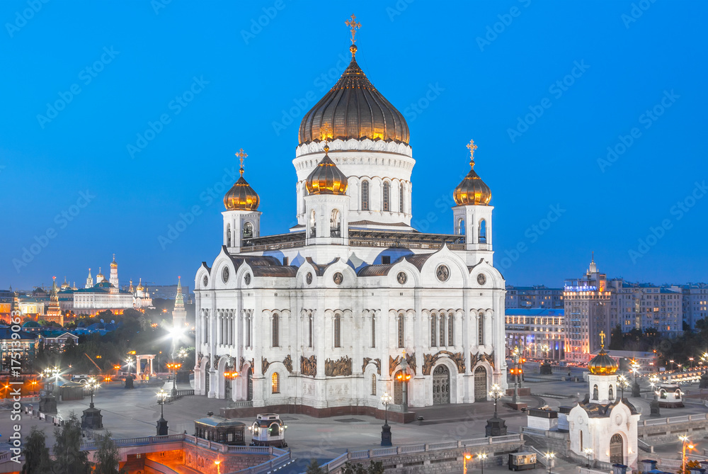 The Cathedral of Christ the Savior at night, Moscow, Russia The Cathedral of Christ the Savior at night, Moscow, Russia