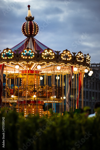 carousel in the center of Moscow in the evening