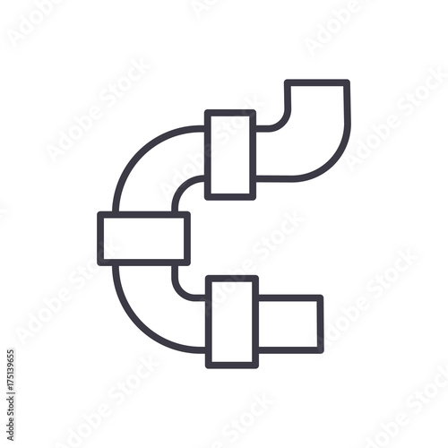 pipes plumbing illustration vector line icon, sign, illustration on white background, editable strokes photo