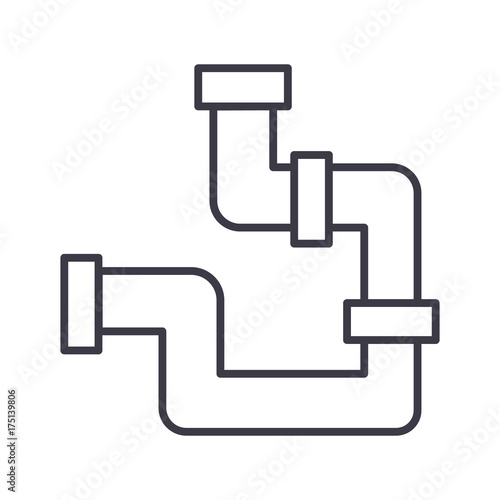 plumbing pipes vector line icon, sign, illustration on white background, editable strokes