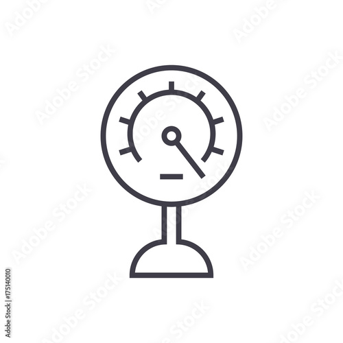 pressure meter vector line icon, sign, illustration on white background, editable strokes