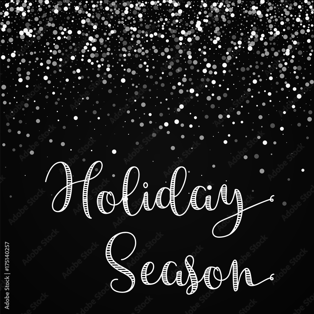 Holiday Season greeting card. Random falling white dots background. Random falling white dots on black background. Magnificent vector illustration. Holiday Season greeting card. Random falling white dots background. Random falling white dots on black background. Magnificent vector illustration.