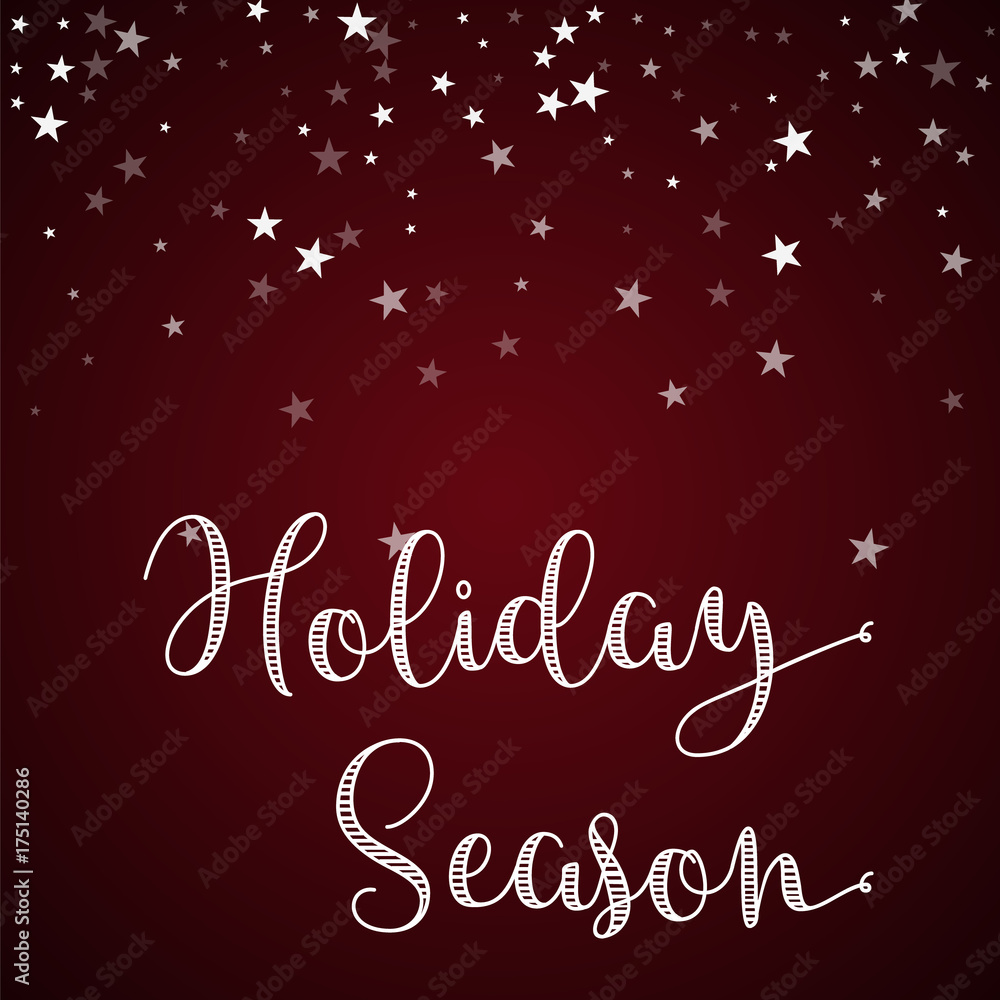 Holiday Season greeting card. Random falling stars background. Random falling stars on red background. Magnificent vector illustration. Holiday Season greeting card. Random falling stars background. Random falling stars on red background. Magnificent vector illustration.