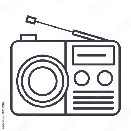 radio reciever sign vector line icon, sign, illustration on white background, editable strokes