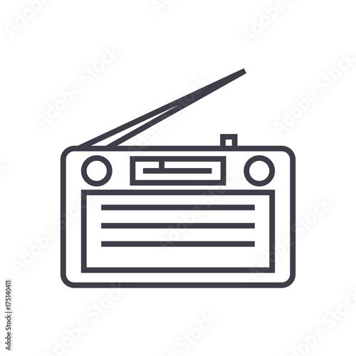 radio,radioreceiver vector line icon, sign, illustration on white background, editable strokes