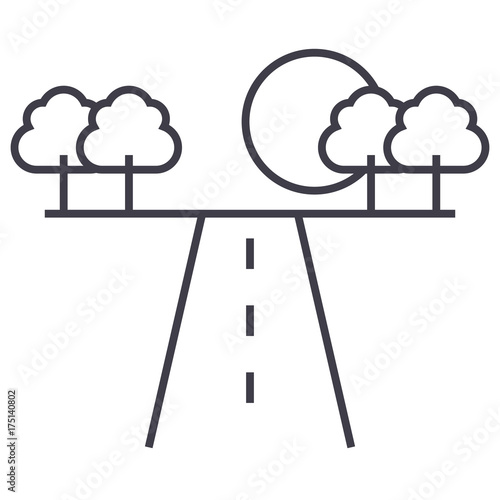 road in horizont vector line icon, sign, illustration on white background, editable strokes