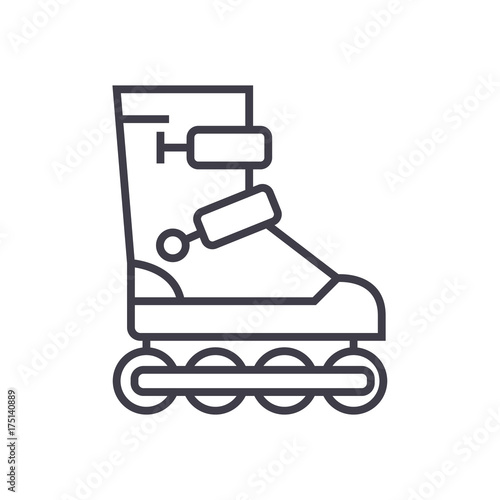 roller skates vector line icon, sign, illustration on white background, editable strokes