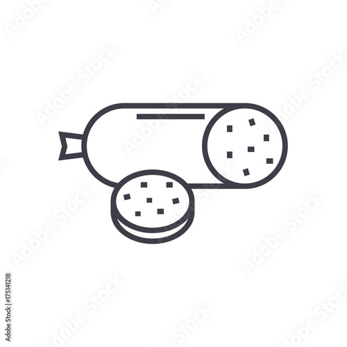 salami vector line icon, sign, illustration on white background, editable strokes