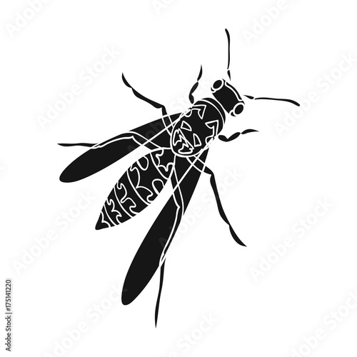 Wasp, hymenopteran insect.Wasp, stinging insect single icon in black style vector symbol stock isometric illustration web.