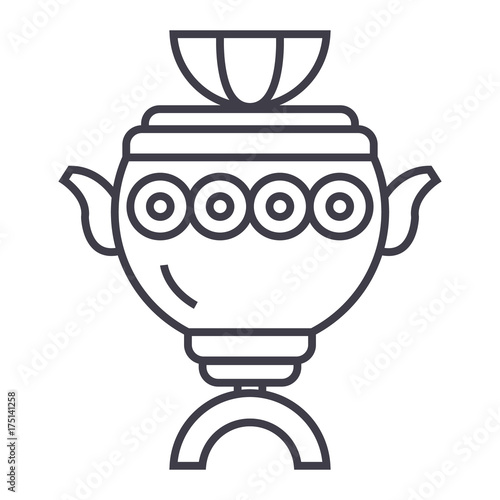 samovar sign vector line icon, sign, illustration on white background, editable strokes