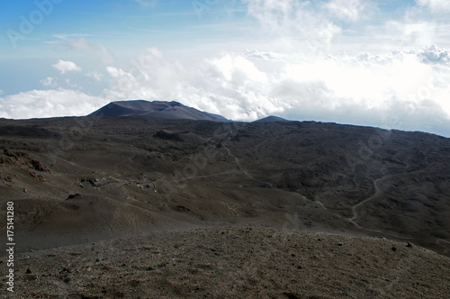 View from the Mount Etna crater, Sicily, Italy