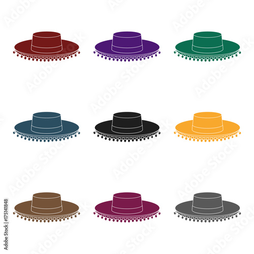 Traditional spanish hat icon in black style isolated on white background. Spain country symbol stock vector illustration.