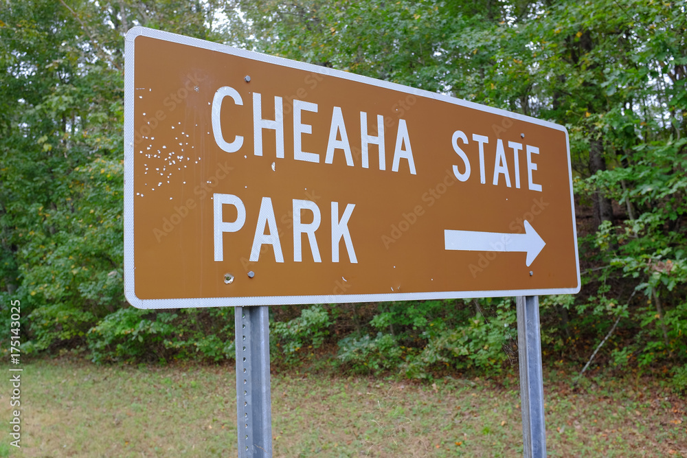 Highway sign for Cheaha State Park in Alabama, USA Highway sign for Cheaha State Park in Alabama, USA
