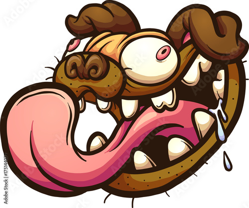 Crazy pug head. Vector clip art illustration with simple gradients. All in a single layer. 