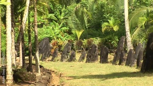 Stone money set up on island of Yap