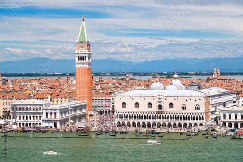 St Mark's Square and the Grand Canal on a beautiful day In Venice