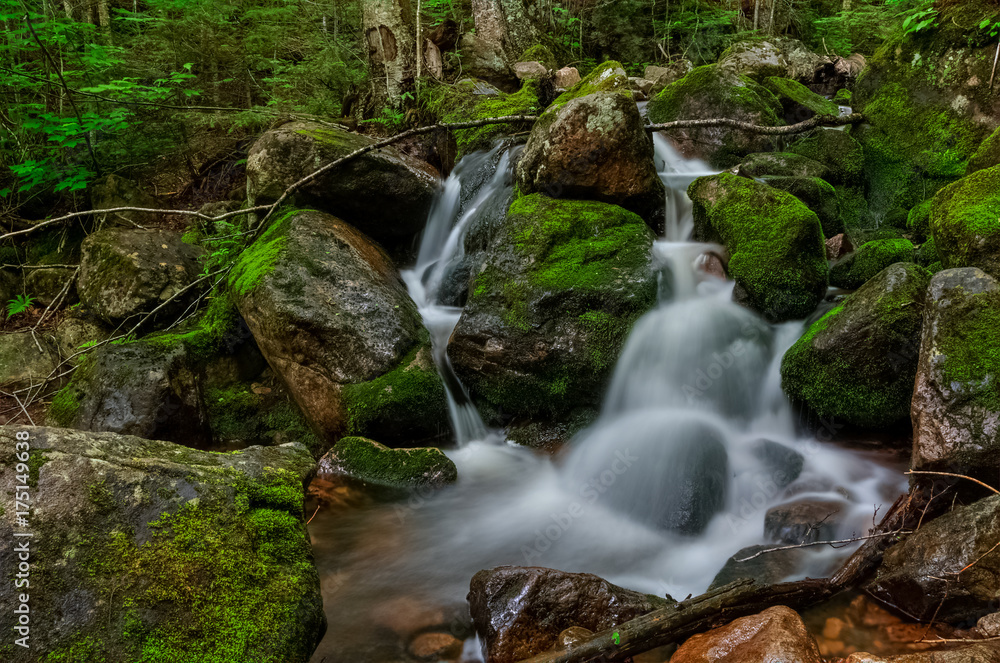 Small stream flows through the rocks, Hautes Gorges national park, Quebec, Canada