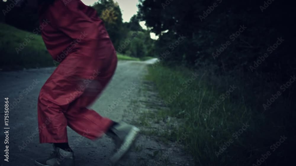 4K Halloween Horror Man with Pig Mask Running Away 4K Halloween Horror Man with Pig Mask Running Away