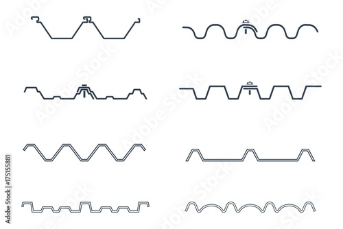 Section of roof sheet icon set, vector illustration photo