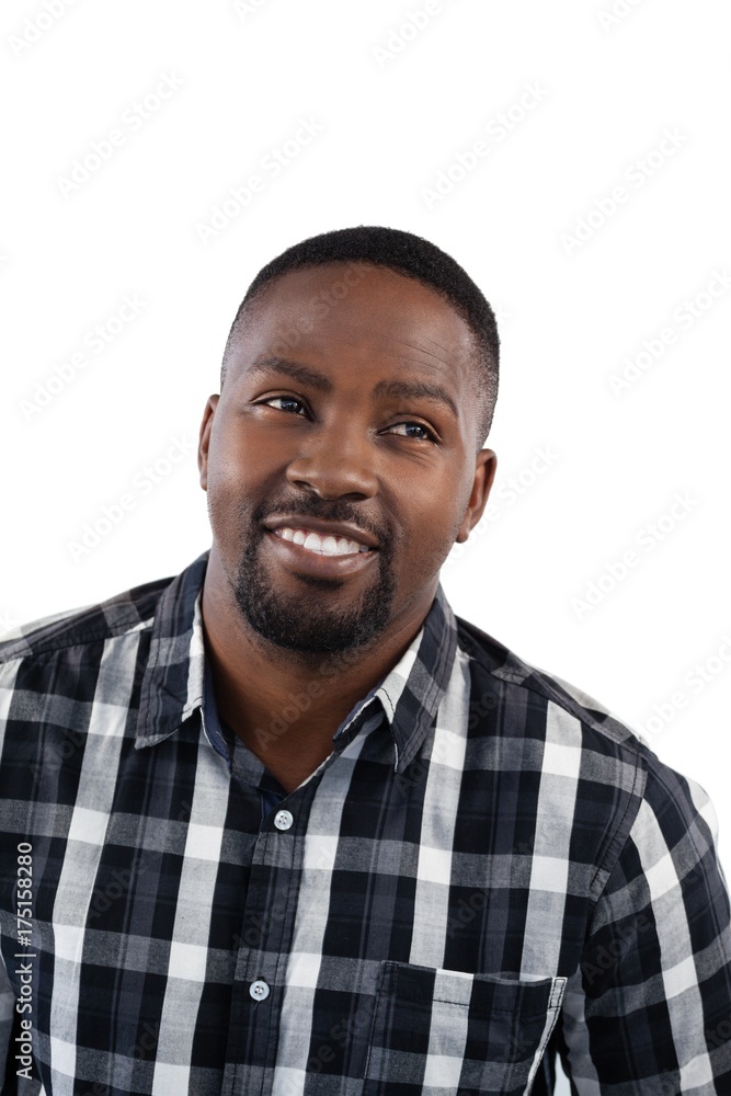 Man smiling against white background Man smiling against white background