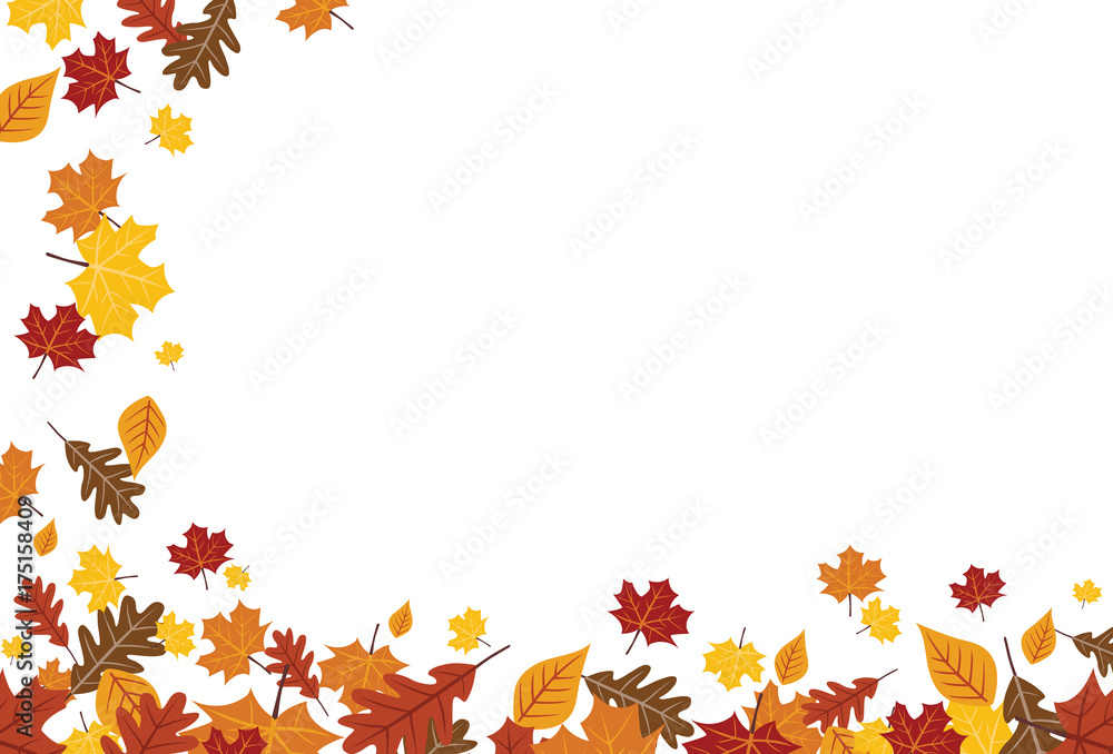 Bright Falling Fall Autumn Leaves Horizontal Border 1