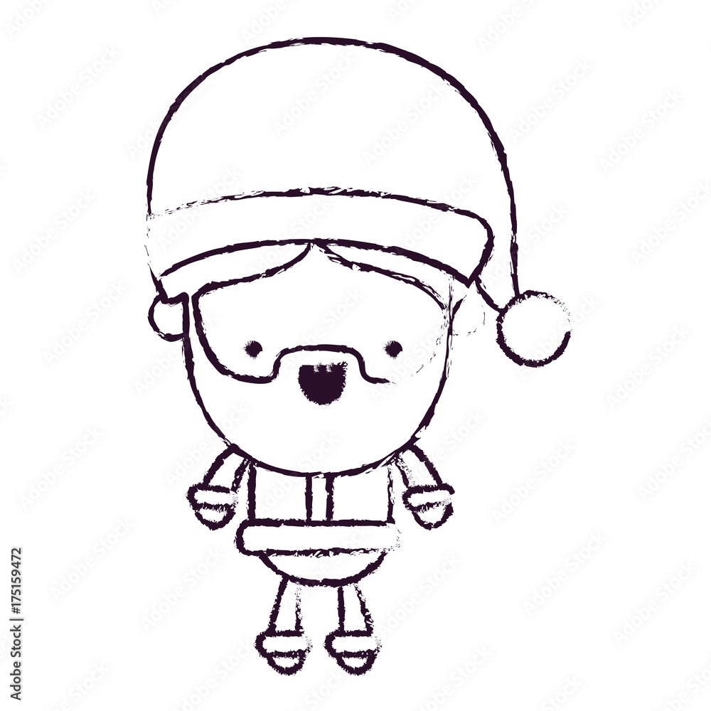 santa claus cartoon full body tranquility expression blurred silhouette on white background