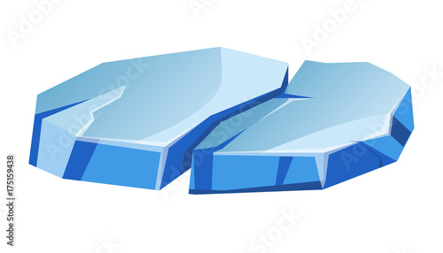Blue transparent uneven ice glacier piece isolated cartoon vector illustrations