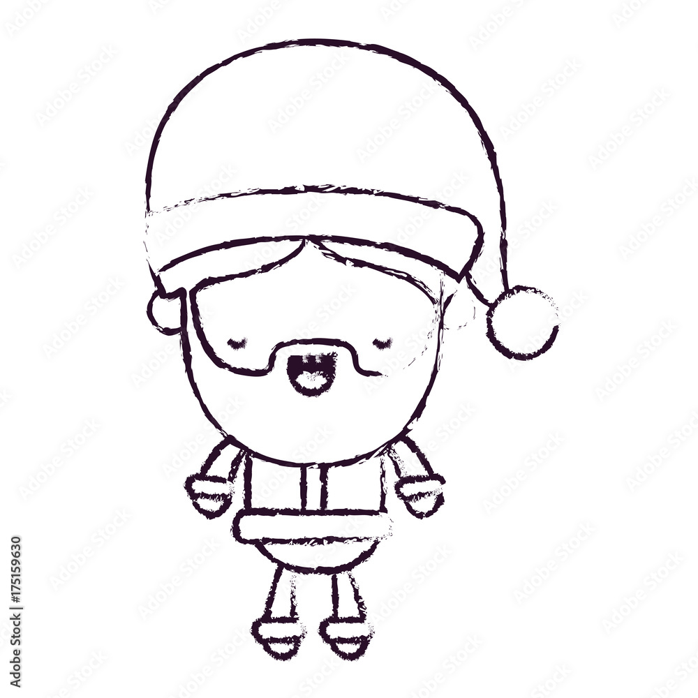 santa claus cartoon full body eyes closed happiness expression blurred silhouette on white background