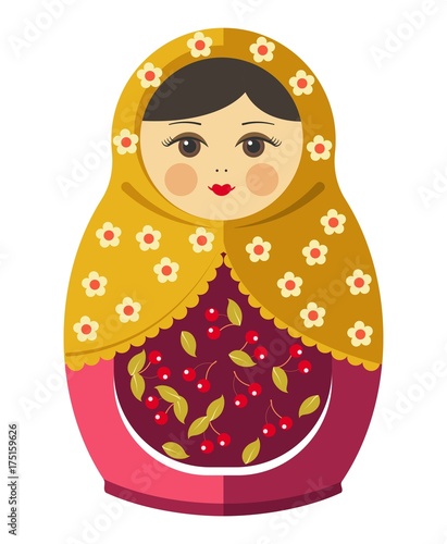 Matryoshka doll or Russian nesting doll with ornament