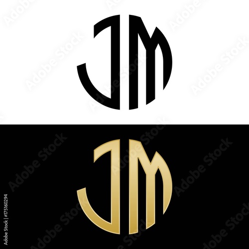 jm initial logo circle shape vector black and gold
