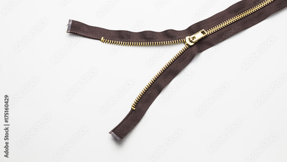 Isolated brown zip on white background Isolated brown zip on white background