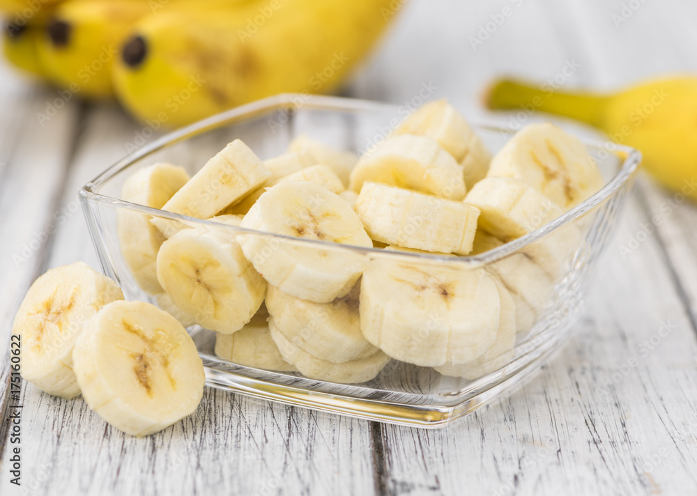 Sliced Bananas close-up shot, selective focus Sliced Bananas close-up shot, selective focus