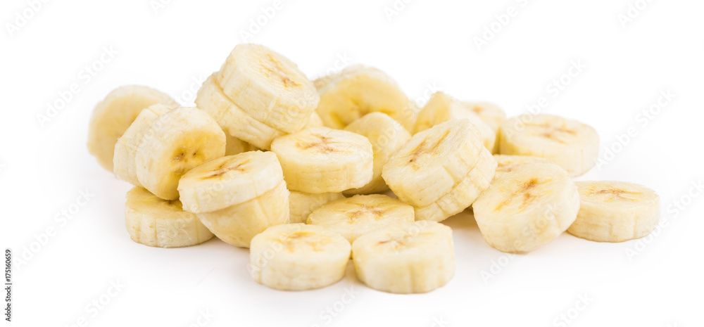 Sliced Bananas isolated on white Sliced Bananas isolated on white
