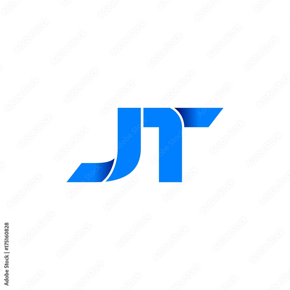 jt logo initial logo vector modern blue fold style jt logo initial logo vector modern blue fold style
