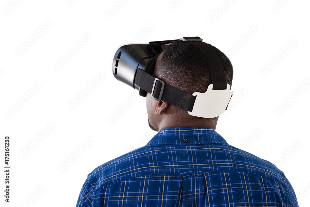 Man using virtual reality headset Man using virtual reality headset
