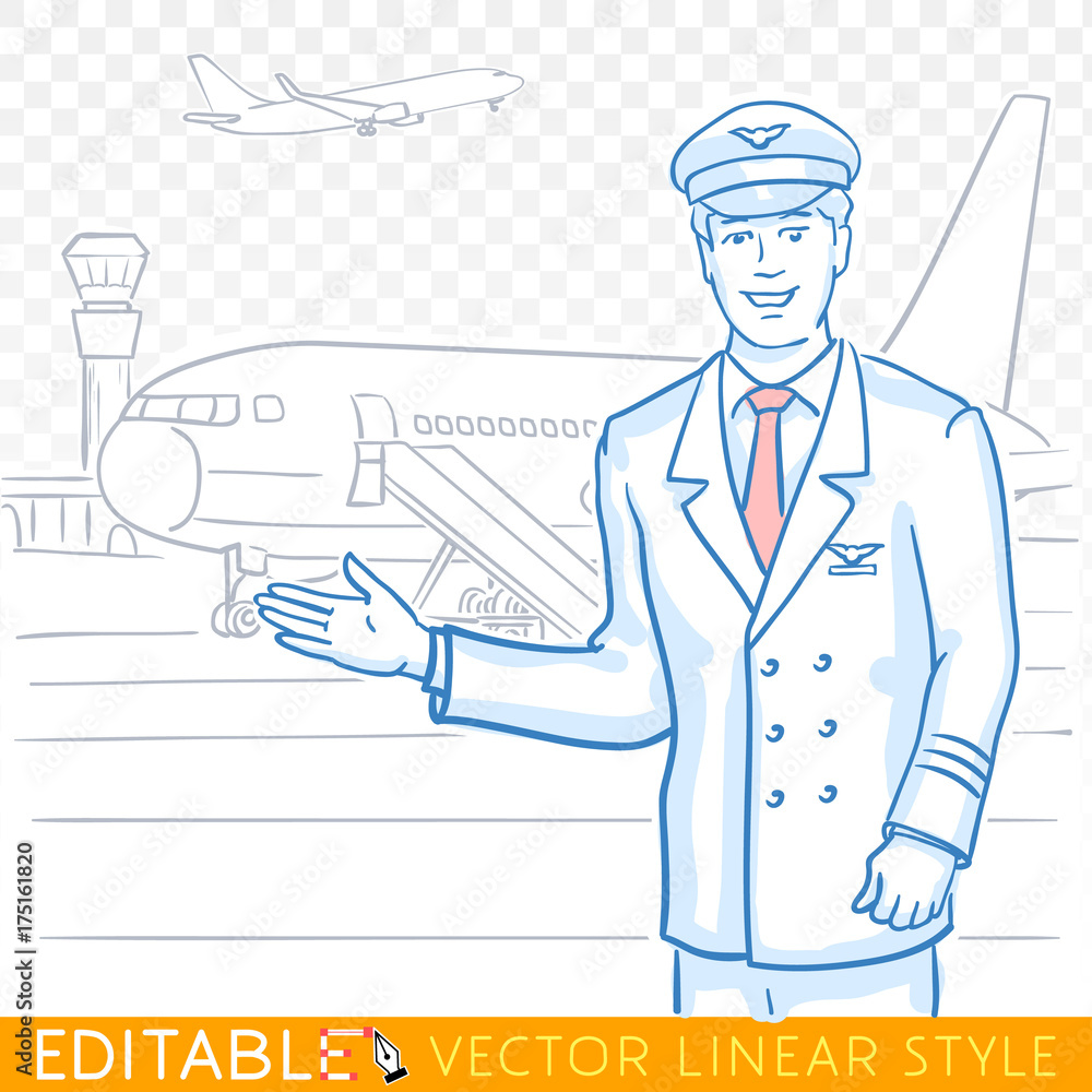 A sketch of happy pilot Royalty Free Vector Image