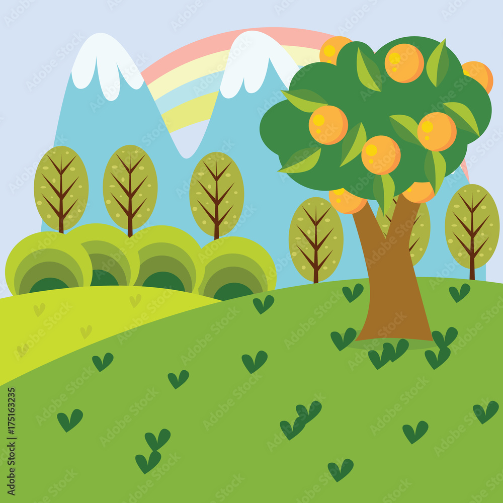 Fototapeta premium Park Cartoon Vector Illustration