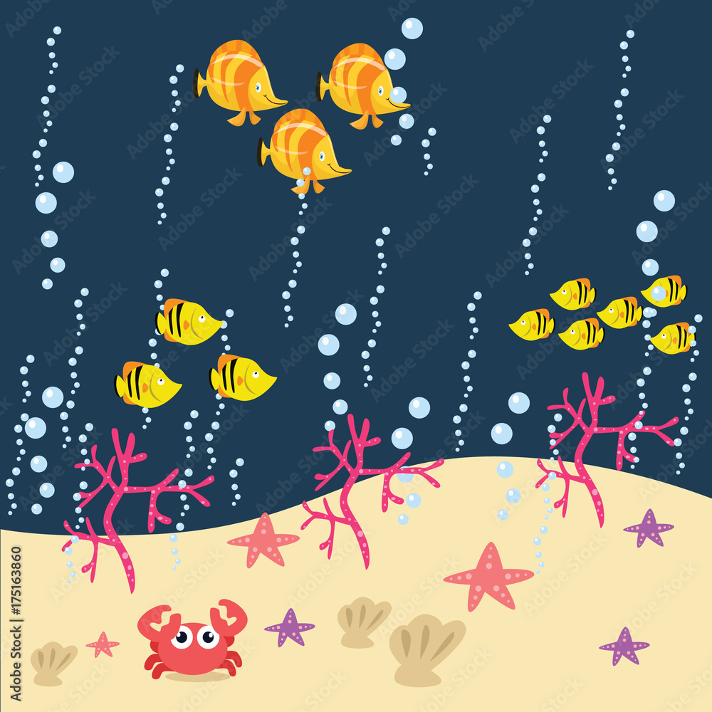 Underwater Cartoon Vector Illustration Underwater Cartoon Vector Illustration