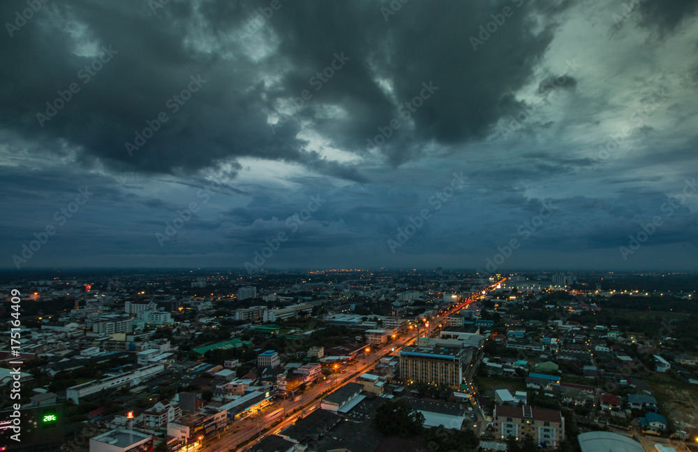 City view at night ,korat thailand