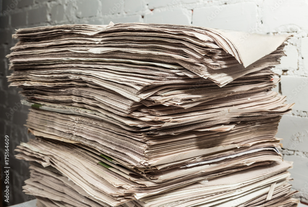 Old newspapers.The end of printed newspapers. Old newspapers.The end of printed newspapers.