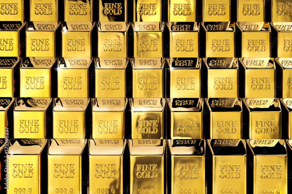 Gold bars, financial concept - 3D illustration Gold bars, financial concept - 3D illustration