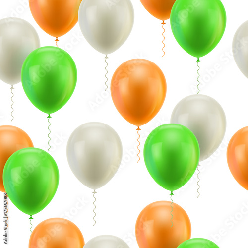 Colored balloons white background seamless. Colorful balloons on a white background seamless on the day of st. patrick. Gasbags template as a vector illustration