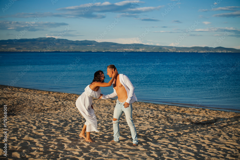 Passionate couple kissing, boy and girl. Having sex. Young lovers. People in love. Sensual
