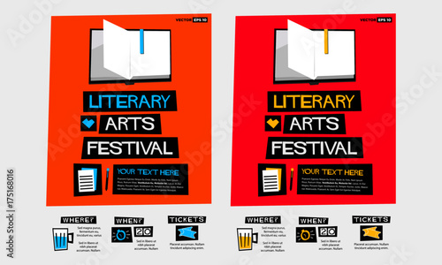 Literary Arts Festival (Flat Style Vector Illustration Quote Poster Design) Event Invitation with Venue and Time Details