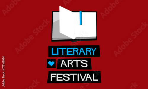 Literary Arts Festival (Flat Style Vector Illustration Quote Poster Design) Event Invitation with Venue and Time Details
